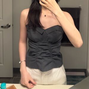 Grey strapless top